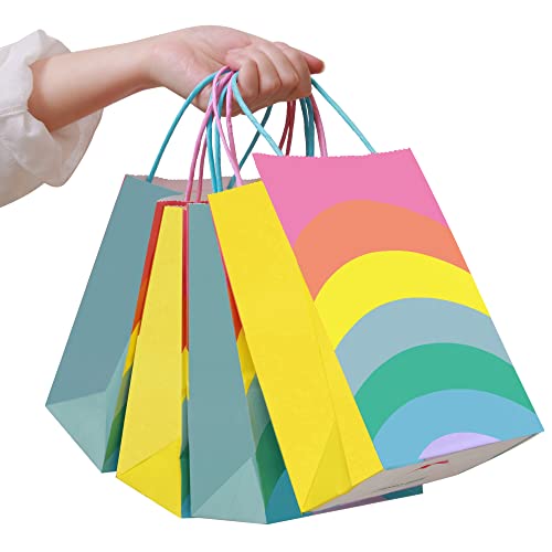 18PCS Rainbow Party Favor Bags, Small Gift Bags Bulk, Paper Gift Bags with Handles, Bulk Gift Bags Small Size, Goodie Bags for Kids Birthday Party Bags, Paper Bags with Handles, Mini Gift Bags Cmecial