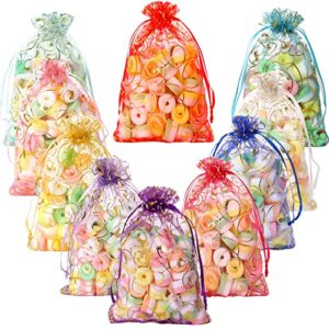 wentao 100pcs eyelash sheer organza bags, mixed color wedding favor bags with drawstring, 4x6 jewelry gift bags for party, jewelry, christmas, festival, makeup organza favor bags