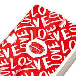 lezakaa 60 sheets tissue paper bulk & 30 pcs lip print gift sticker -“love” lettering design for valentine’s day (13.8 inch x 19.7 inch)