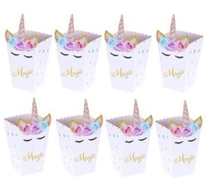 sumerk 12 pack unicorn popcorn boxes snack boxes candy boxes unicorn party favor boxes party food cookie containers baby shower birthday party decorations supplies
