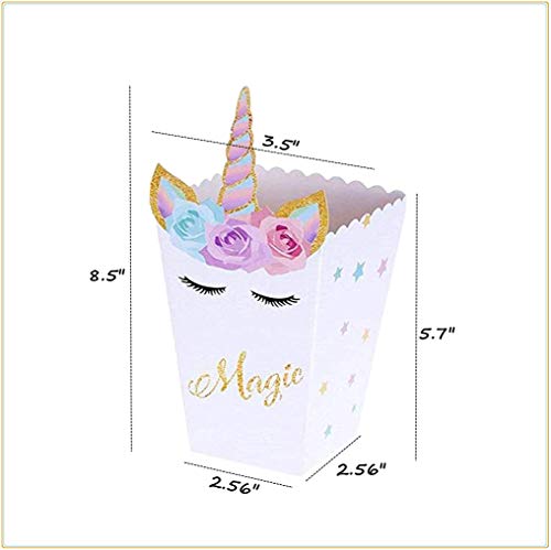 Sumerk 12 Pack Unicorn Popcorn Boxes Snack Boxes Candy Boxes Unicorn Party Favor Boxes Party Food Cookie Containers Baby Shower Birthday Party Decorations Supplies