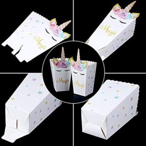 Sumerk 12 Pack Unicorn Popcorn Boxes Snack Boxes Candy Boxes Unicorn Party Favor Boxes Party Food Cookie Containers Baby Shower Birthday Party Decorations Supplies