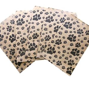 N'ice Packaging 100 Bags Flat Plain Paper or Patterned Bags for candy, cookies, merchandise, pens, Party favors, Gift bags (5" x 7", Paw Print)