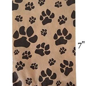 N'ice Packaging 100 Bags Flat Plain Paper or Patterned Bags for candy, cookies, merchandise, pens, Party favors, Gift bags (5" x 7", Paw Print)