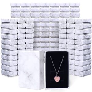 fumete 150 pieces cardboard jewelry boxes marble white gift case paper gift boxes for bracelets small gift wrap boxes for necklace earring ring anniversaries wedding, 2.17 x 3.43 x 1.1 inch