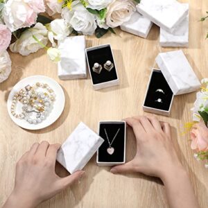 Fumete 150 Pieces Cardboard Jewelry Boxes Marble White Gift Case Paper Gift Boxes for Bracelets Small Gift Wrap Boxes for Necklace Earring Ring Anniversaries Wedding, 2.17 x 3.43 x 1.1 Inch