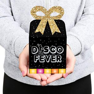 Big Dot of Happiness 70’s Disco - Square Favor Gift Boxes - 1970s Disco Fever Party Bow Boxes - Set of 12