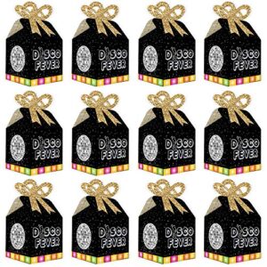 Big Dot of Happiness 70’s Disco - Square Favor Gift Boxes - 1970s Disco Fever Party Bow Boxes - Set of 12