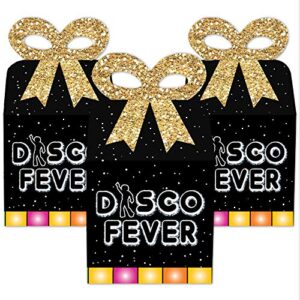 Big Dot of Happiness 70’s Disco - Square Favor Gift Boxes - 1970s Disco Fever Party Bow Boxes - Set of 12