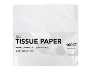 gift expressions 100 ct white 17gsm (thicker, durable & crispy) premium quality tissue paper (white)