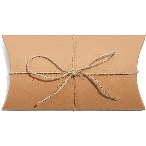 Kraft Paper Pillow Gift Box Set (50 Pack)