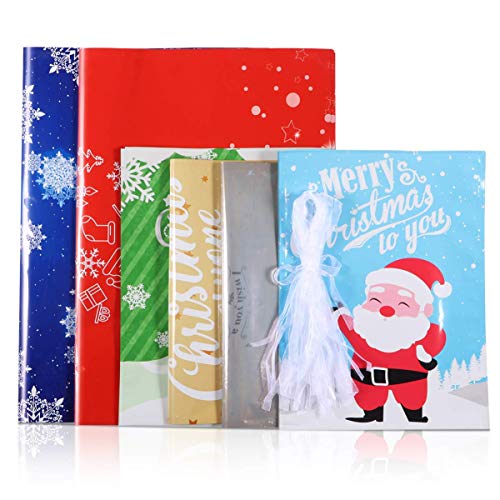 Christmas Bags Large Size Christmas Wrapping Assorted Styles Christmas Goody Bags with Ribbon Ties for Christmas Party Xmas Holiday 30PCS