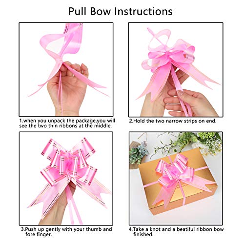 MMYQXI 80 Pieces 5.5 Inches Diameter Pull Bows for Gifts Pull Bows Present Wrapping Pull Bows with Ribbon for Wedding Present Baskets Random Color