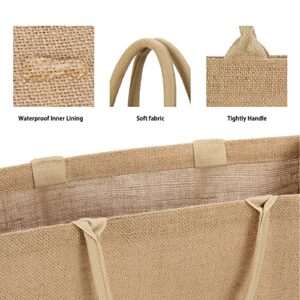 Tapleap Burlap Bags with Handles, Beach Totes, Jute Bags for Bridesmaid Gift Bags, Grocery Shopping, Wedding Favors (6 Pcs) 12”x10”x4” Small Size - Reusable and Durable for DIY and Crafts