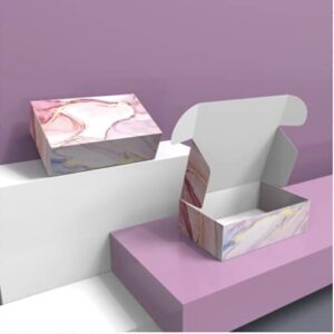 Luxurious Pink Marble & Glitter Gift Box Set (6 Pcs) - Includes 6 Boxes & 6 Cards - 9.5" X 6" X 3" - Perfect for Valentine's Day, Bridesmaid Proposals, Weddings, Baby Showers, Christmas, Anniversaries (Pink)