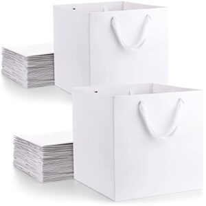 Yahenda 24 Pcs 12 x 12 x 12 Inch Large White Kraft Paper Gift Bags with Handles Square Gift Bags Bulk, Large Shopping Merchandise Bags, Wedding Bags, Birthday Party Favor Bag Goodie Craft Retail Bag