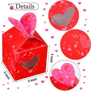 Small Valentines Boxes Valentines Hearts Box Valentine's Day Paper Wrapping Box with Heart Bow for Wedding Baby Shower Party Supplies, 3 Colors (9)