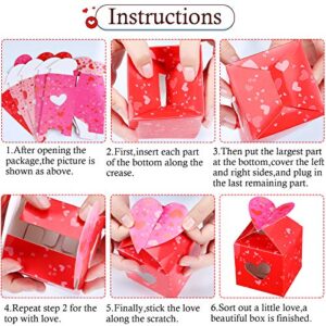 Small Valentines Boxes Valentines Hearts Box Valentine's Day Paper Wrapping Box with Heart Bow for Wedding Baby Shower Party Supplies, 3 Colors (9)