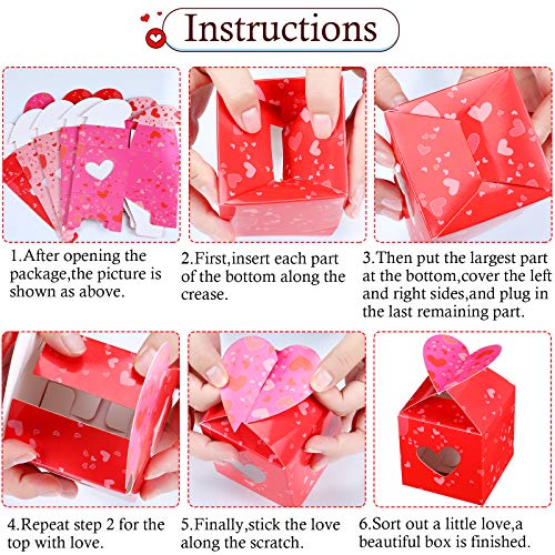 Small Valentines Boxes Valentines Hearts Box Valentine's Day Paper Wrapping Box with Heart Bow for Wedding Baby Shower Party Supplies, 3 Colors (9)