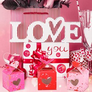 Small Valentines Boxes Valentines Hearts Box Valentine's Day Paper Wrapping Box with Heart Bow for Wedding Baby Shower Party Supplies, 3 Colors (9)