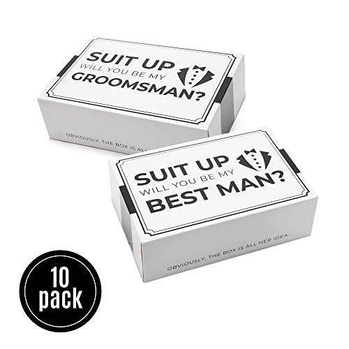 Pop Fizz Designs Groomsmen Box {10 pack} Groomsman Gift I Groomsmen Proposal Box | Groomsmen Gift Box Set | Will You Be My Groomsman? | Will You be My Best Man? | Tuxedo Style