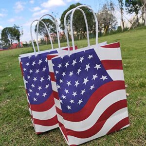 Joffreg Patriotic Gift Bag with Handles,American Flag Party Favor Bags,Decorative for Veterans Day,Memorial Day and Fourth of July,Red Blue and White,6.30 x 3.15 x 8.27 inches,10 Pcs