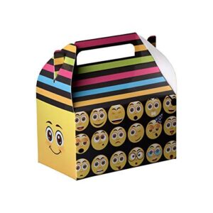 hammont paper treat boxes -10 pack- party favors treat container cookie boxes cute designs perfect for parties and celebrations 6.25″ x 3.75″ x 3.5″ (emoji)