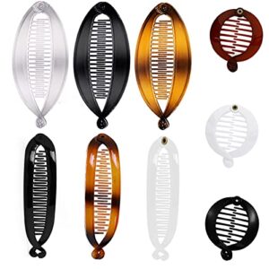 9pcs french banana clip hair comb small round ponytail holder banana clips & fishtail hair clip comb, interlocking hair styling accessories for women girls (3 styles)