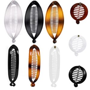 9PCS French Banana Clip Hair Comb Small Round Ponytail Holder Banana Clips & Fishtail Hair Clip Comb, Interlocking Hair Styling Accessories for Women Girls (3 Styles)