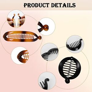 9PCS French Banana Clip Hair Comb Small Round Ponytail Holder Banana Clips & Fishtail Hair Clip Comb, Interlocking Hair Styling Accessories for Women Girls (3 Styles)