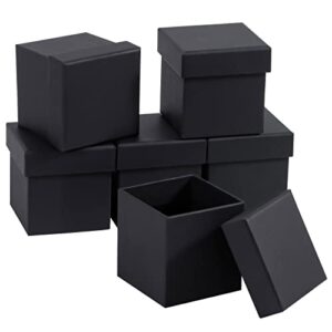 dedoot black gift box, pack of 6 square gift box with lids, 3x3x3 inches kraft paper box bridesmaid proposal gift boxes for tie jewelry, small gifts box for presents, christmas, wedding party