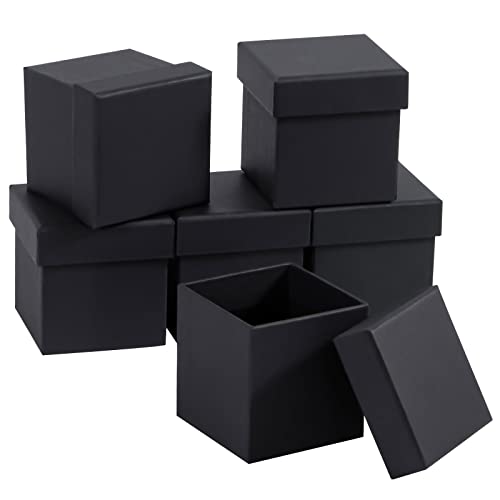 dedoot Black Gift Box, Pack of 6 Square Gift Box with Lids, 3x3x3 Inches Kraft Paper Box Bridesmaid Proposal Gift Boxes for Tie Jewelry, Small Gifts Box for Presents, Christmas, Wedding Party