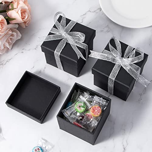 dedoot Black Gift Box, Pack of 6 Square Gift Box with Lids, 3x3x3 Inches Kraft Paper Box Bridesmaid Proposal Gift Boxes for Tie Jewelry, Small Gifts Box for Presents, Christmas, Wedding Party