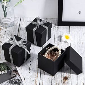 dedoot Black Gift Box, Pack of 6 Square Gift Box with Lids, 3x3x3 Inches Kraft Paper Box Bridesmaid Proposal Gift Boxes for Tie Jewelry, Small Gifts Box for Presents, Christmas, Wedding Party