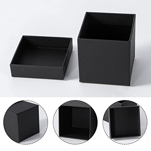 dedoot Black Gift Box, Pack of 6 Square Gift Box with Lids, 3x3x3 Inches Kraft Paper Box Bridesmaid Proposal Gift Boxes for Tie Jewelry, Small Gifts Box for Presents, Christmas, Wedding Party