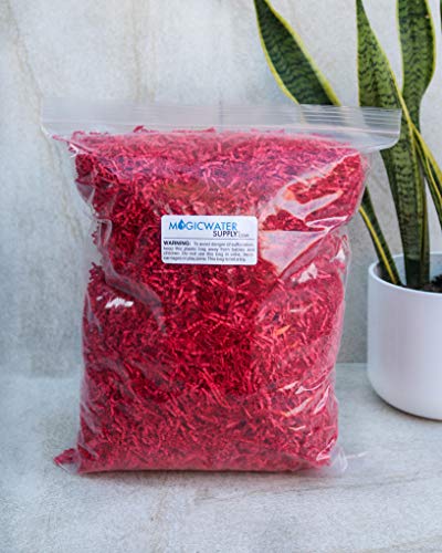 MagicWater Supply Soft & Thin Cut Crinkle Paper Shred Filler (1 LB) for Gift Wrapping & Basket Filling - Red