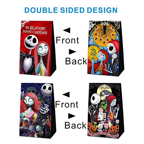 12pcs Party Favor Bags The Nightmare Before Christmas Decor Gift Bags Treat Bags for Birthday Party Decorations, 4.7x2.7x8.3 inch