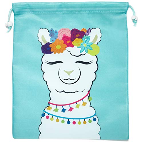 Juvale 12-Pack Drawstring Llama Party Favor Bags for Fiestas and Birthday Parties, 10 x 12 Inches