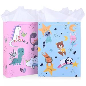 zgorendz 2 pack extra large gift bags 16.5″ with tissue paper for birthday party favors, shopping, baby shower