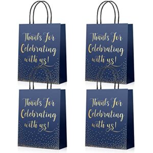 45 pcs wedding welcome bags for hotel guests gold foil wedding gift bags with handles thanks for celebrating with us paper bags medium size wedding bags bridal gift bags baby shower favor (dark blue)