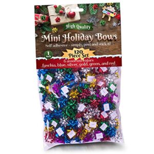 small christmas bows for gift wrapping – 120 pieces gift bows for christmas presents – holiday bows as christmas bows for presents – christmas present bows for any holiday season