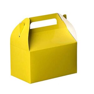 party favors paper treat boxes (10 pack) yellow colored paper containers & boxes treat container cookie boxes cute designs perfect for parties and celebrations 6.25″ x 3.75″ x 3.5″