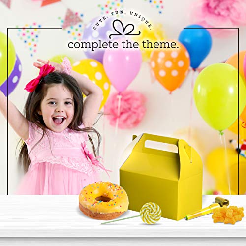 Party Favors Paper Treat Boxes (10 Pack) Yellow Colored Paper Containers & Boxes Treat Container Cookie Boxes Cute Designs Perfect for Parties and Celebrations 6.25" x 3.75" x 3.5"