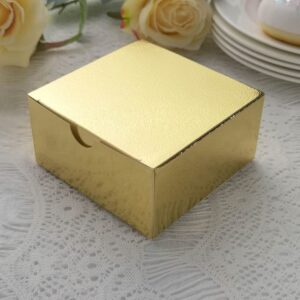 Efavormart 100pcs of 4x4x2 Gold Cake Box for Candy Treat Gift Wrap Box Party Favor Boxes for Bridal Shower Wedding Party