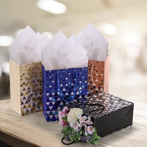 Lawei 28 Pack Gift Bags with Tissue Paper, Premium Medium Size Gift Bag with Handles, Colorful Paper Bags for Parties, Wedding, Birthday, Baby Shower, Christmas, Valentines Day, 7" X 4" X 9", 4 Color