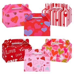 adxco 24 pack valentine’s day treat boxes, 6.3 x 3.5 x 3.5 inch gable treat boxes paper gift box goodie boxes for valentines container candy boxeswedding, birthday party favor boxes