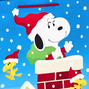 Hallmark Peanuts Christmas Gift Bag Bundle (4 Large 13" Gift Bags, 2 Designs) Snoopy, Woodstock, Charlie Brown and Friends