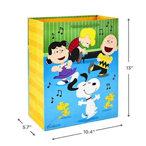 Hallmark Peanuts Christmas Gift Bag Bundle (4 Large 13" Gift Bags, 2 Designs) Snoopy, Woodstock, Charlie Brown and Friends