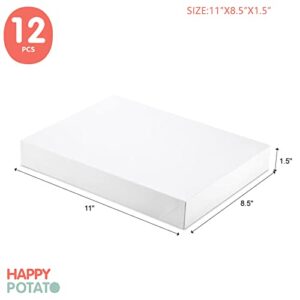 HAPPY POTATO Gift Boxes with Lids 11x8.5x1.5 Inches White Shirt Boxes Gift Boxes for Clothes Gift Wrap Boxes (Grain Texture White, Pack of 12)