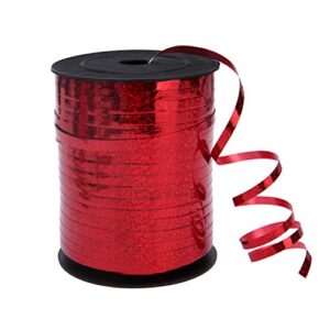 senkary crimped curling ribbon metallic balloon string ribbon, 5mm width, 500 yards (red)